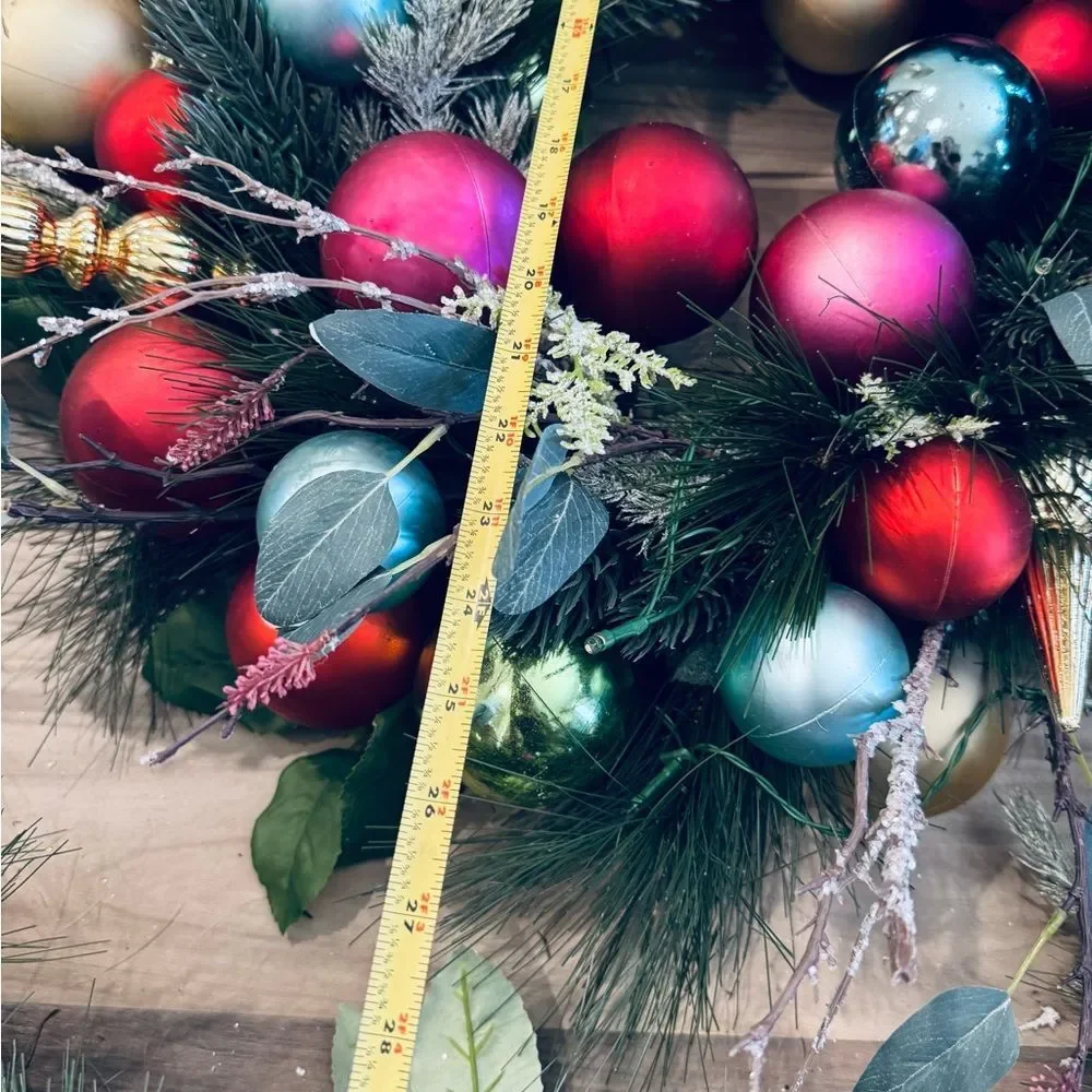Lighted Modern Christmas Holiday Wreath Decor Jewel Tone